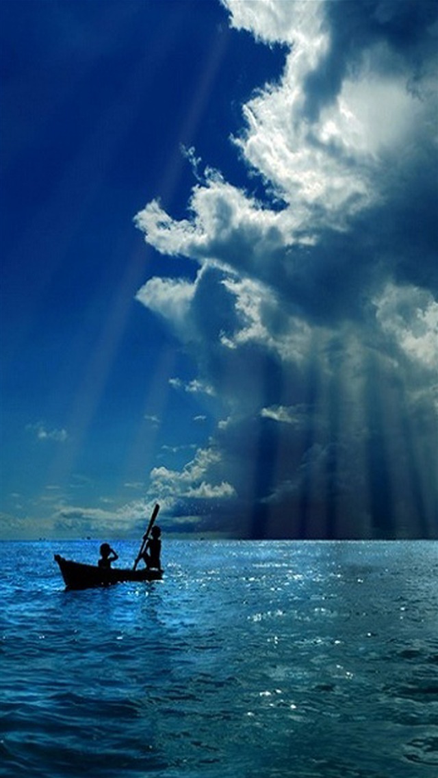 大海孤舟风景手机壁纸