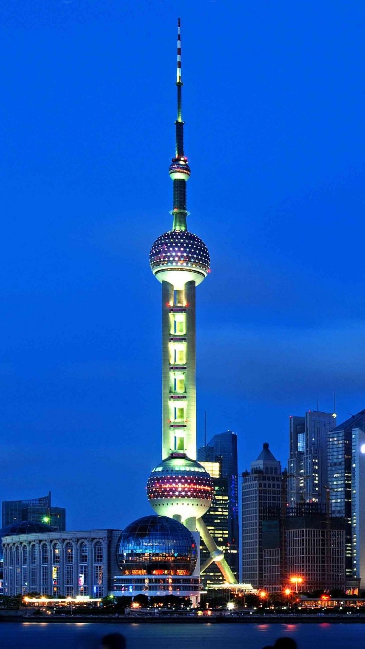上海夜景东方明珠高清手机壁纸 建筑壁纸 手机壁纸 91主题之家