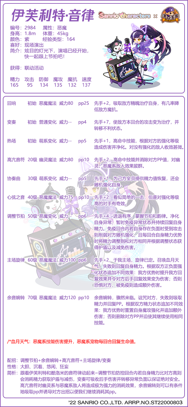 洛克王国伊芙利特音律技能表